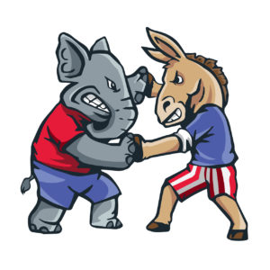 USA Democrat Vs Republican Election 2016 Cartoon - The Fight Club